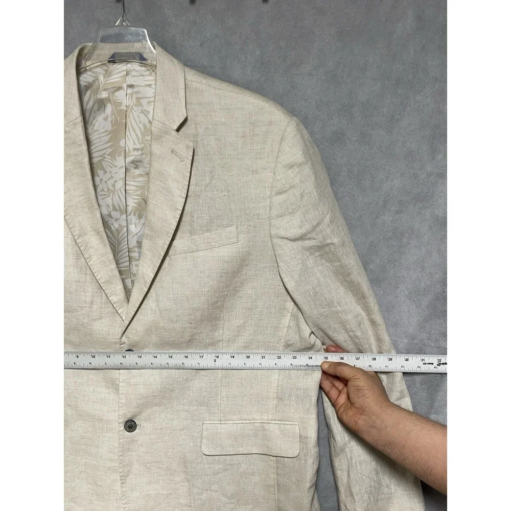 Tasso Elba Blazer Men 50R Beige Linen 2B Island Casual Academia Coat Luxury XXL